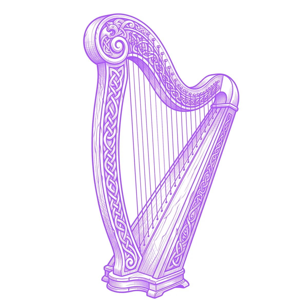 Harp Tattoo Stencil