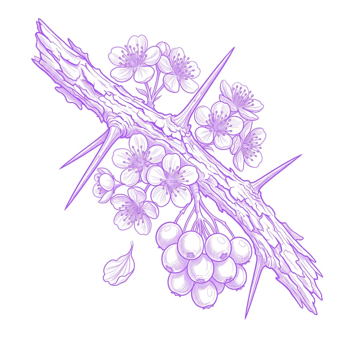 Hawthorn Tattoo Stencil