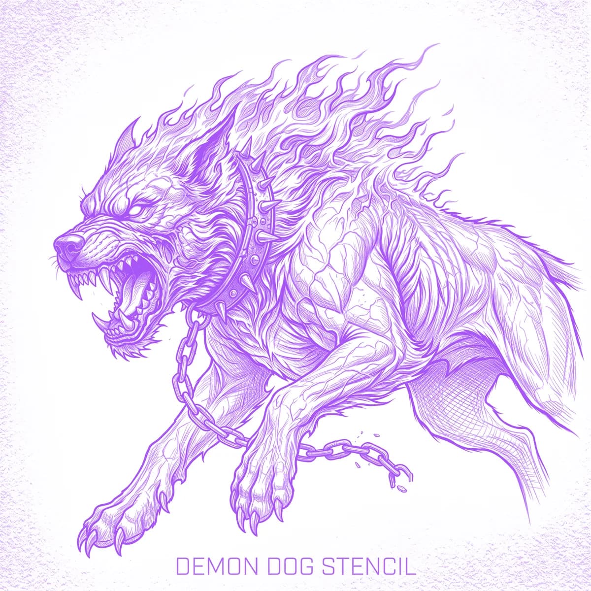 Hellhound Tattoo Stencil