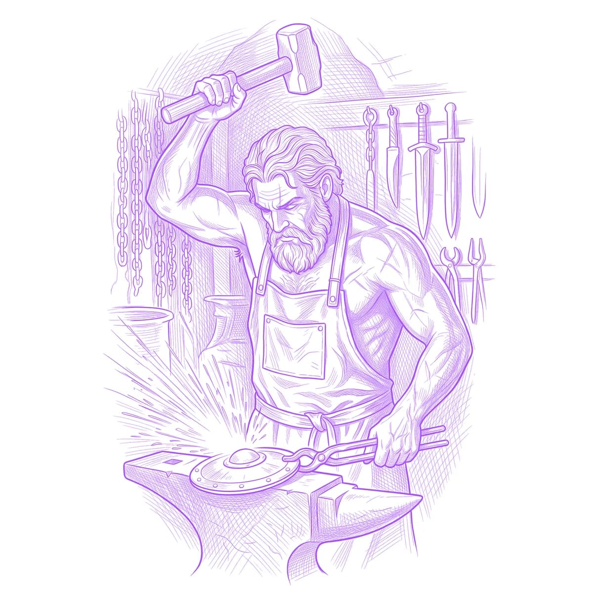 Hephaestus Tattoo Stencil