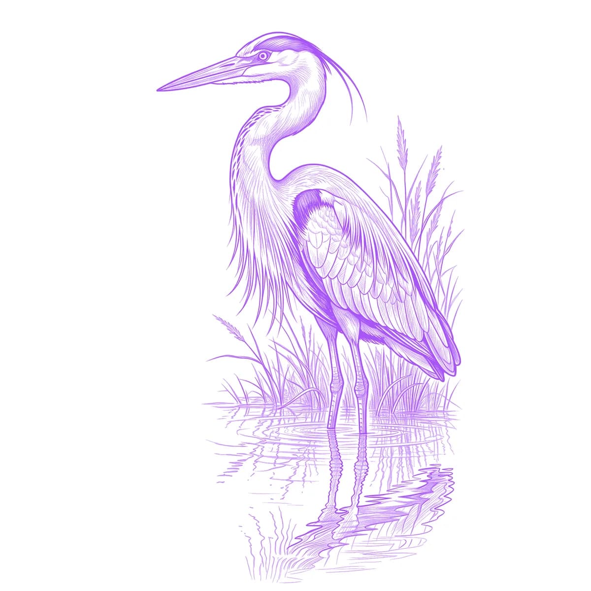 Heron Tattoo Stencil