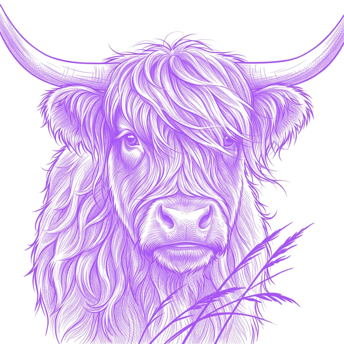 Highland Cow Tattoo Stencil