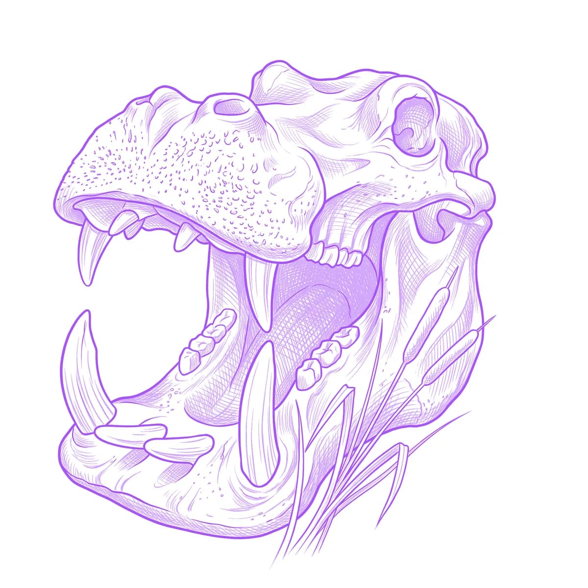 Hippo Skull Tattoo Stencil