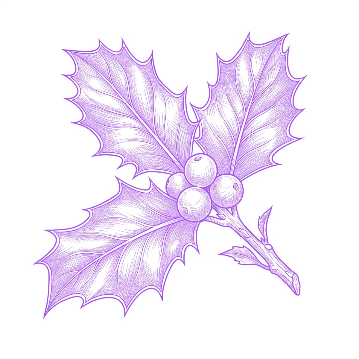 Holly Tattoo Stencil