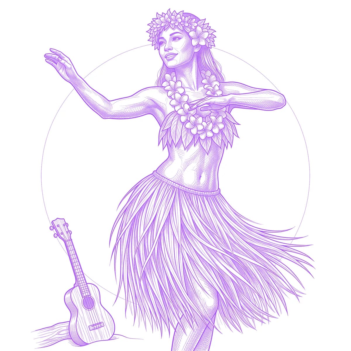 Hula Girl Tattoo Stencil