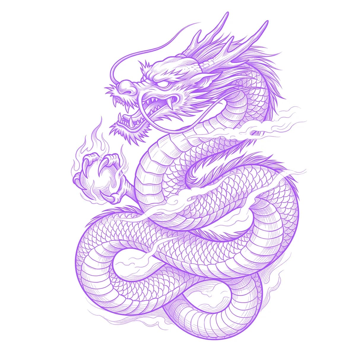 Japanese Dragon Tattoo Stencil