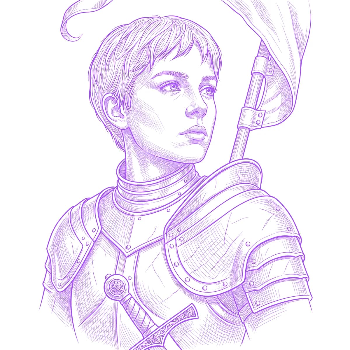 Joan of Arc Tattoo Stencil