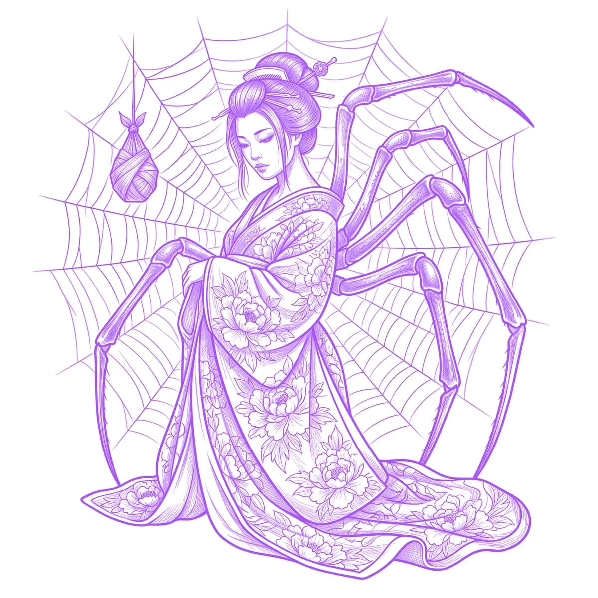 Jorogumo Tattoo Stencil