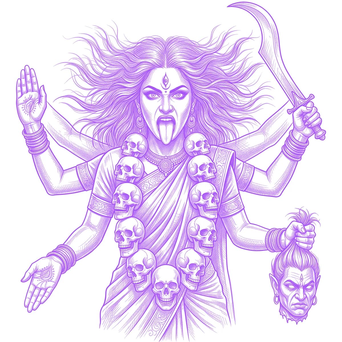 Kali Tattoo Stencil