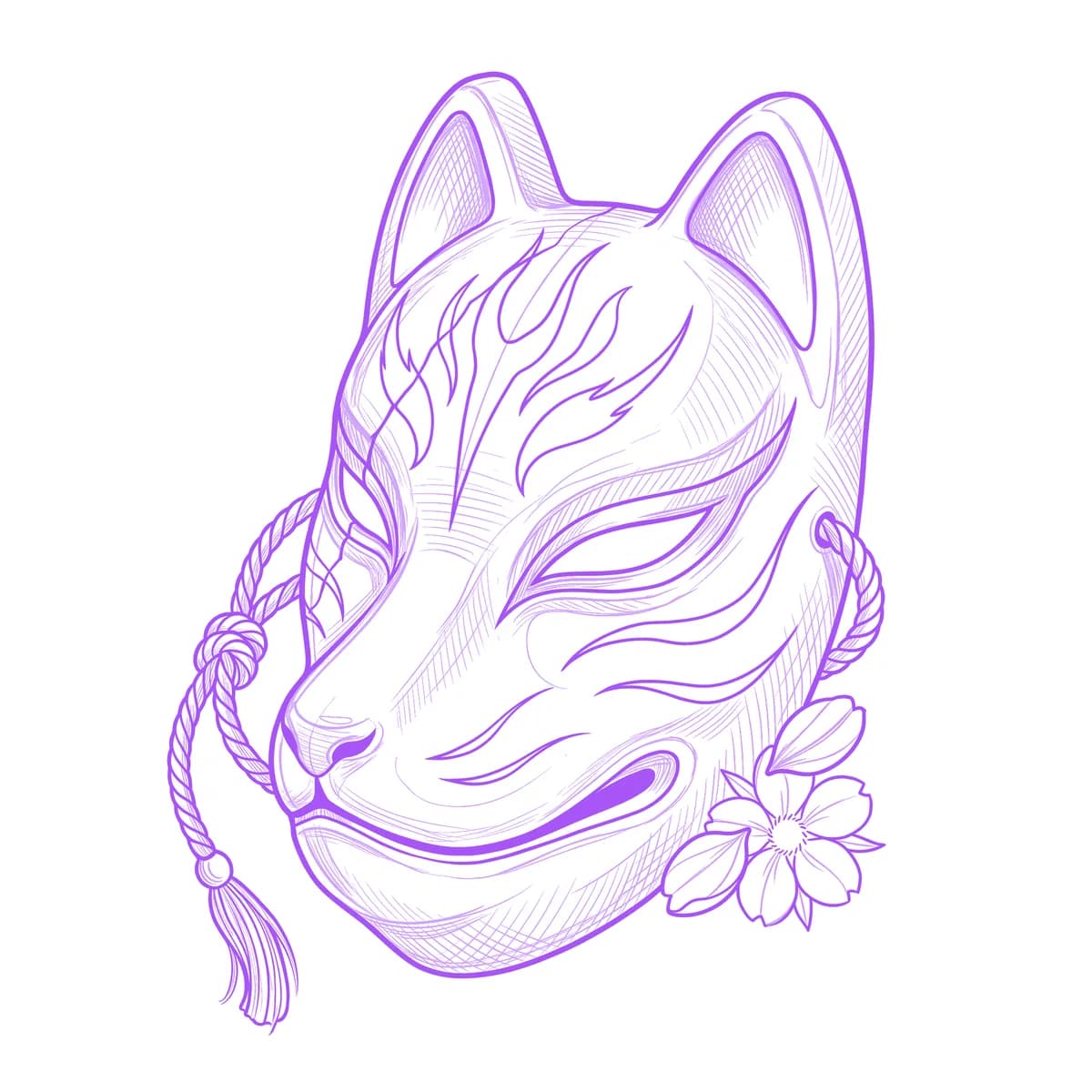 Kitsune Mask Tattoo Stencil