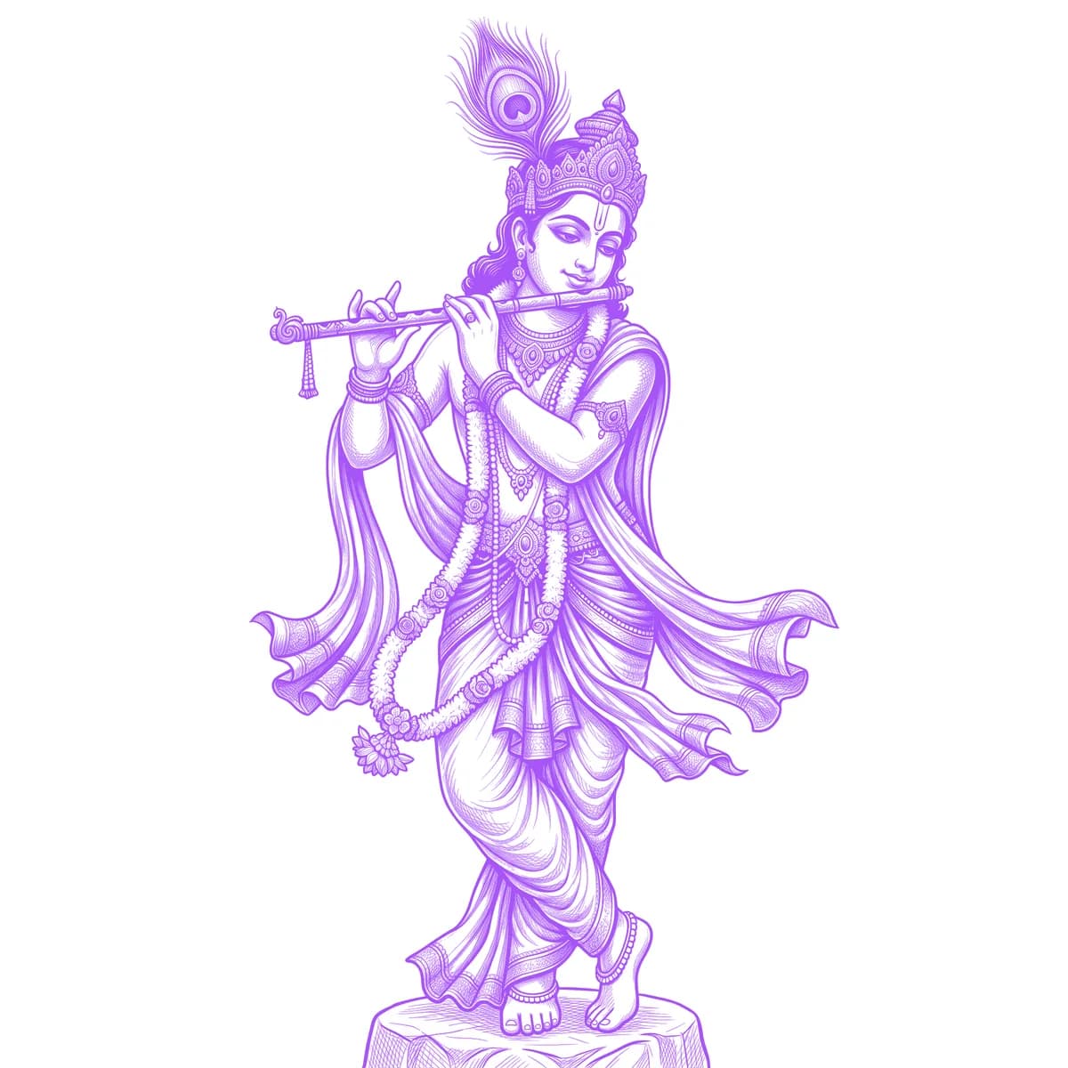 Krishna Tattoo Stencil