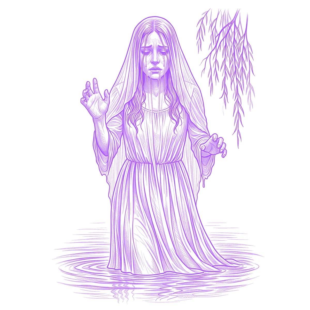 La Llorona Tattoo Stencil