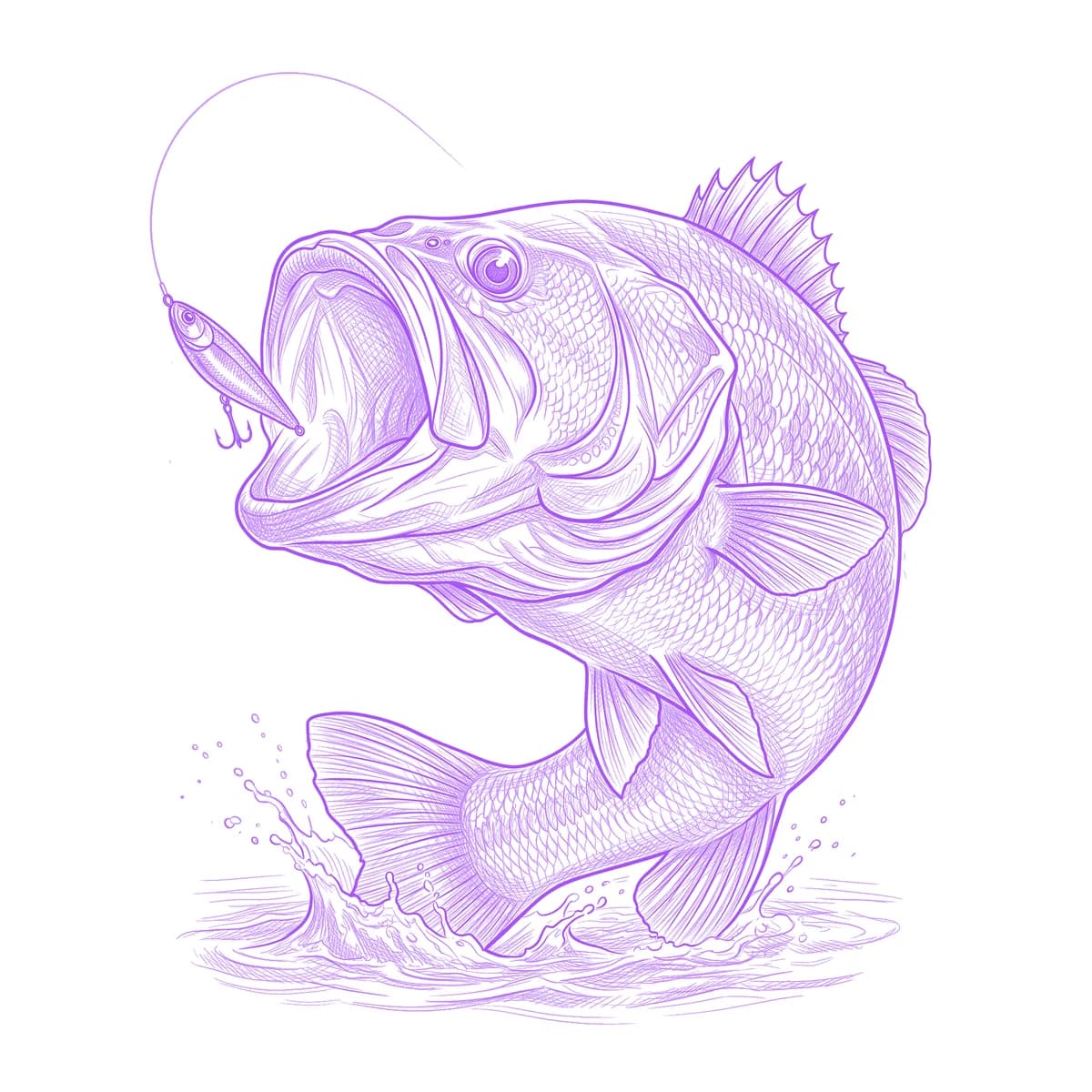 Largemouth Bass Tattoo Stencil