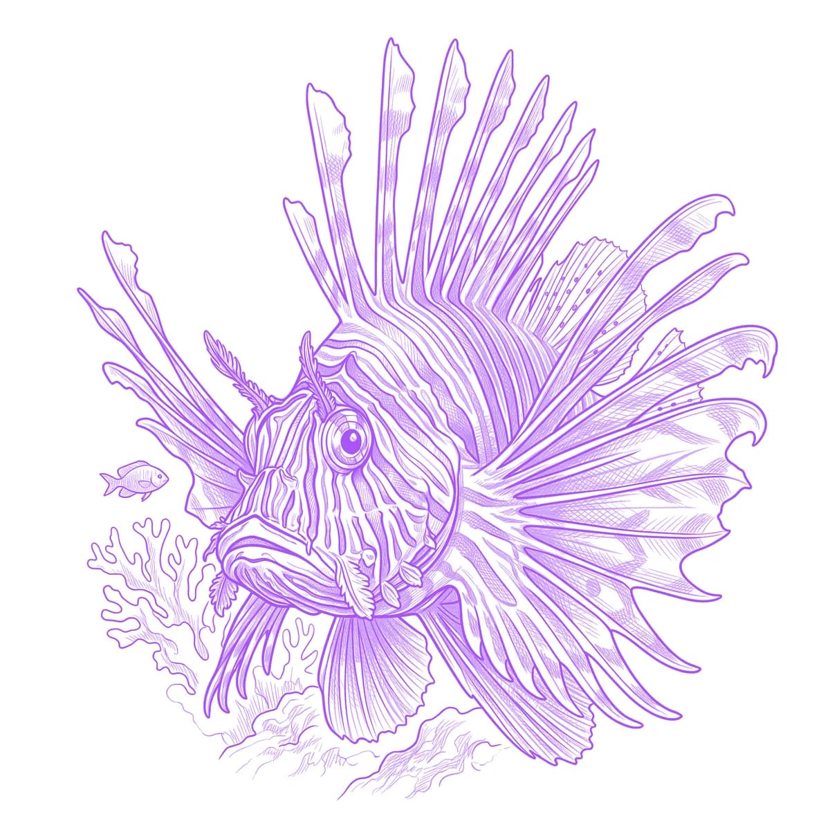 Lionfish Tattoo Stencil