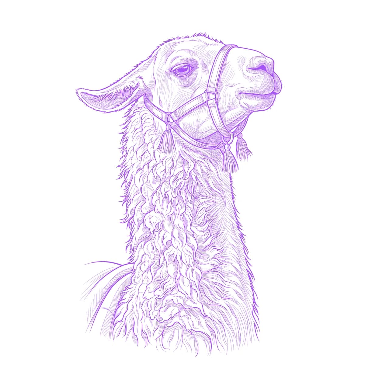 Llama Tattoo Stencil