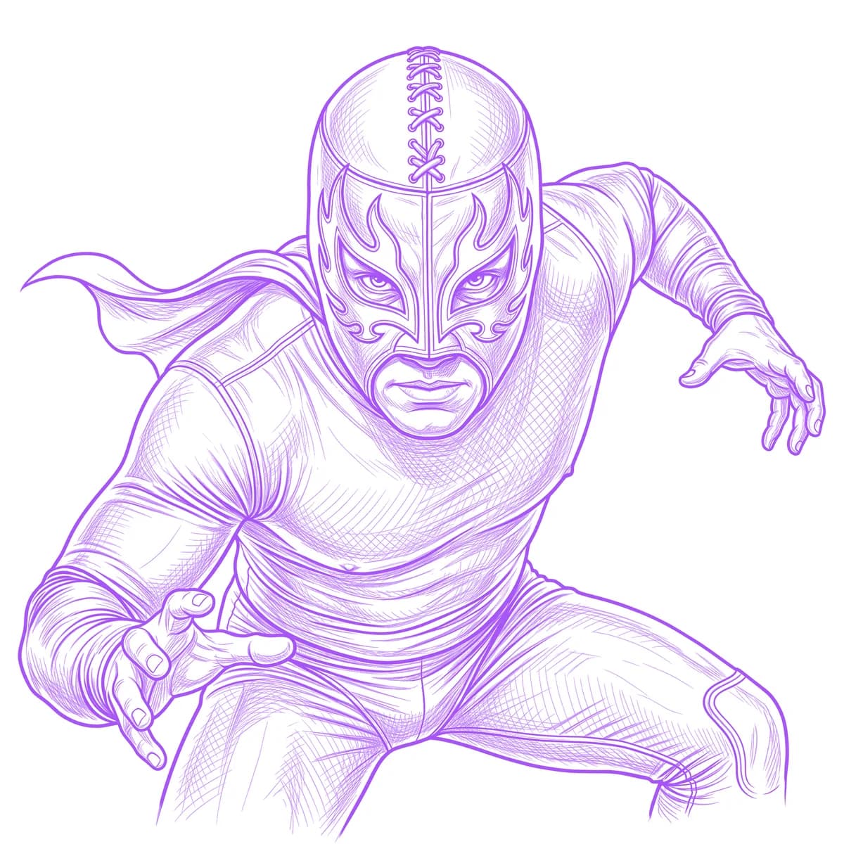 Luchador Tattoo Stencil