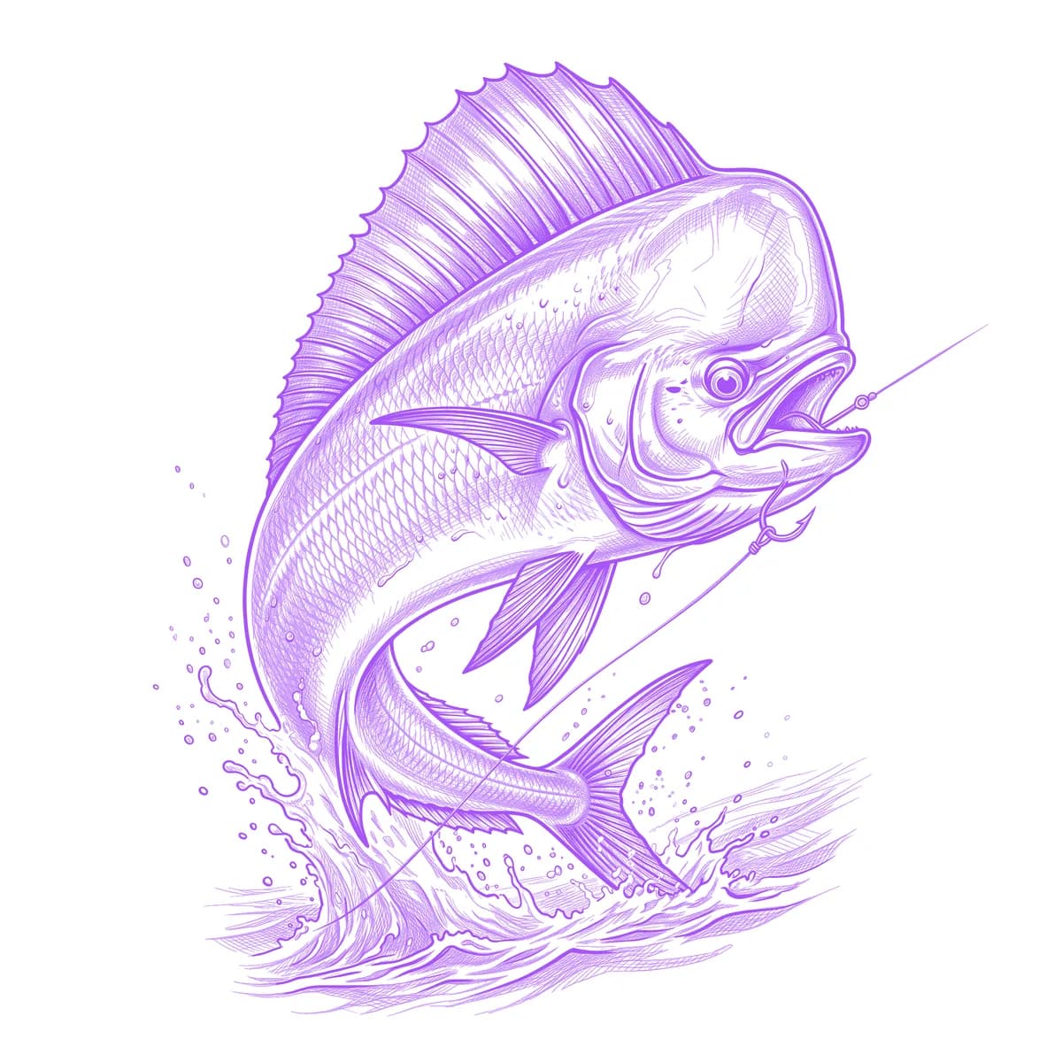 Mahi Mahi Tattoo Stencil
