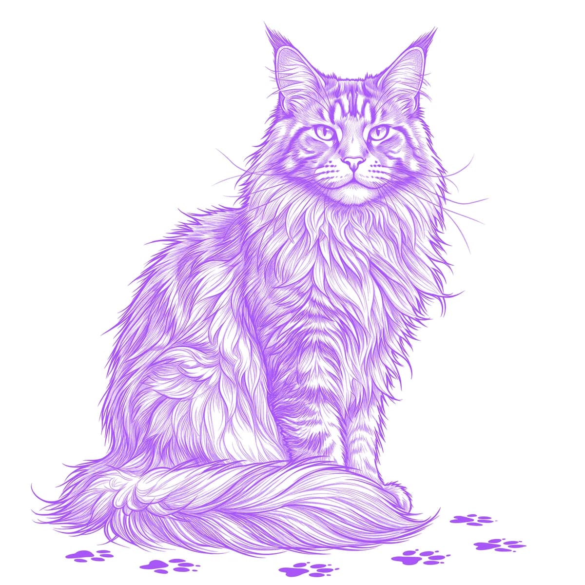 Maine Coon Tattoo Stencil