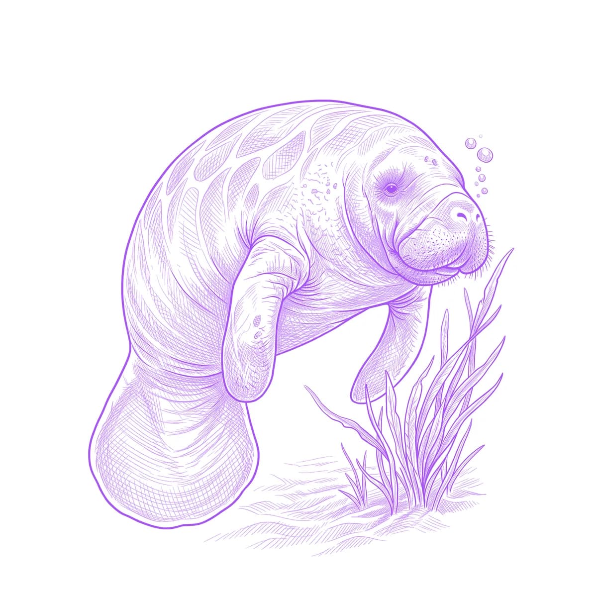 Manatee Tattoo Stencil