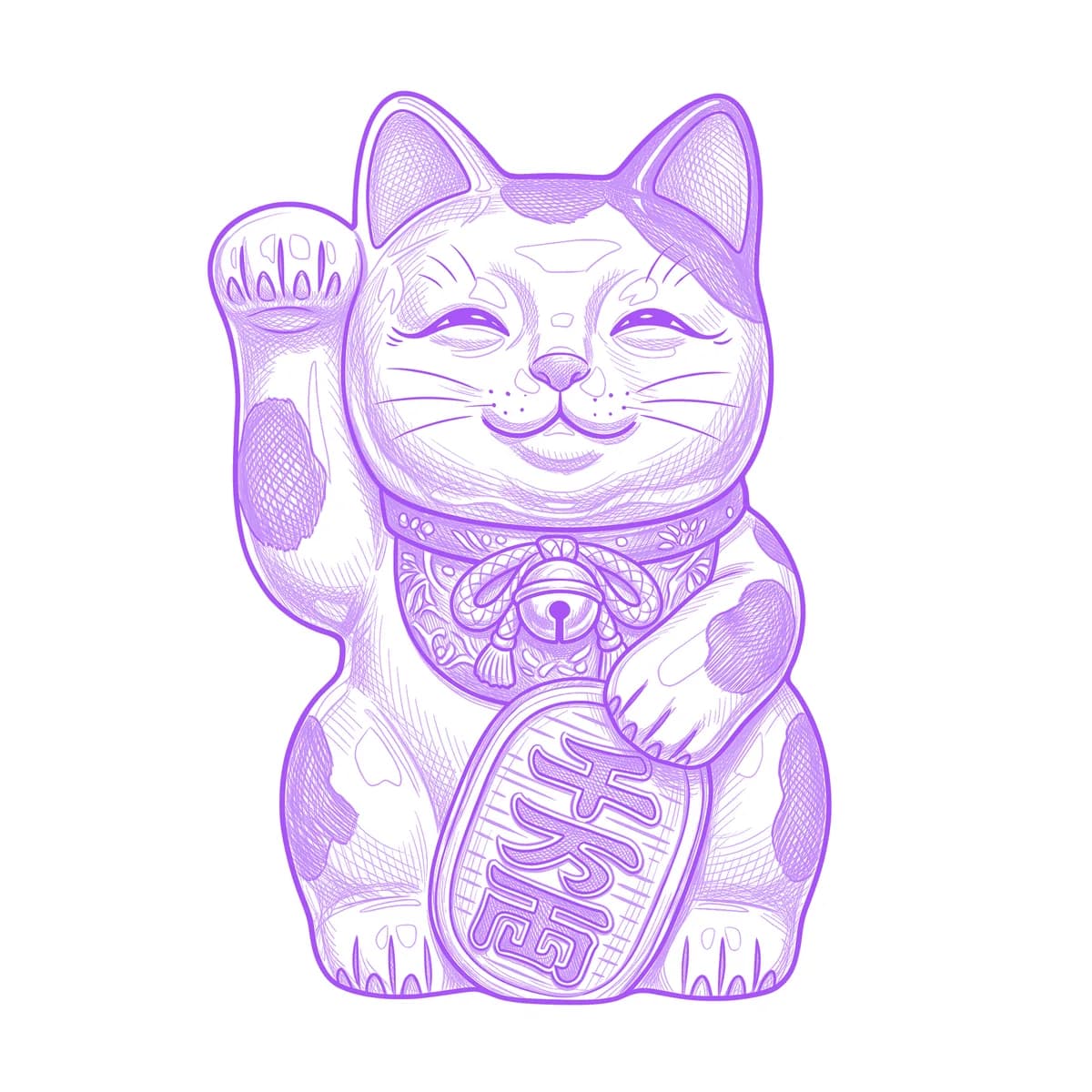 Maneki-neko Tattoo Stencil