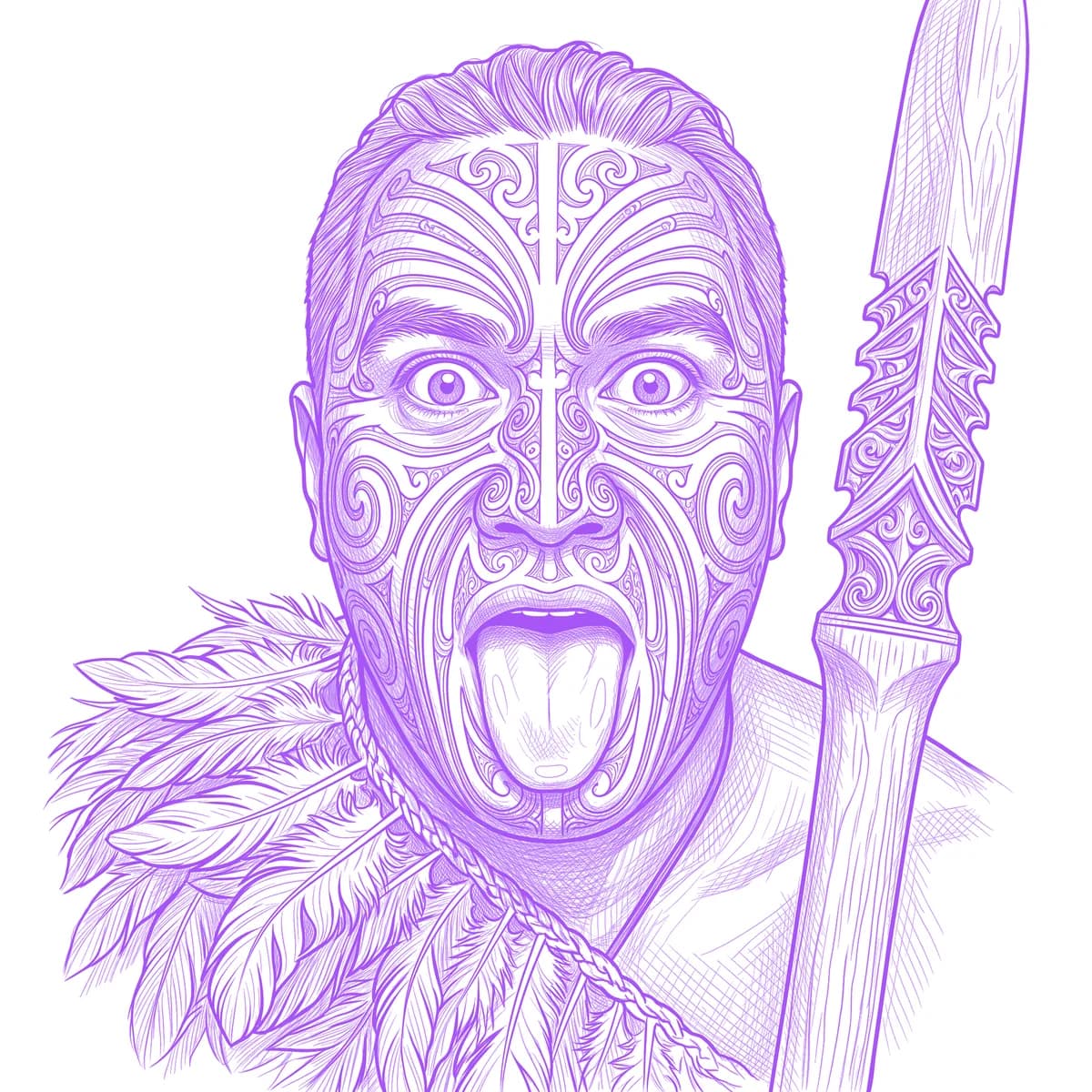 Maori Warrior Tattoo Stencil