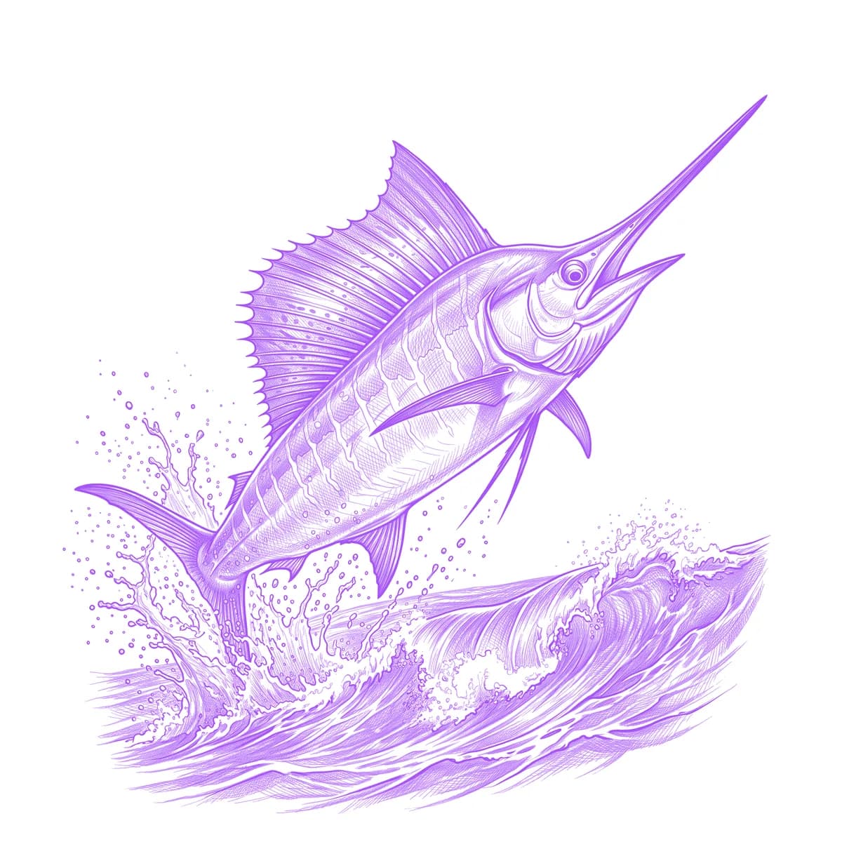 Marlin Tattoo Stencil