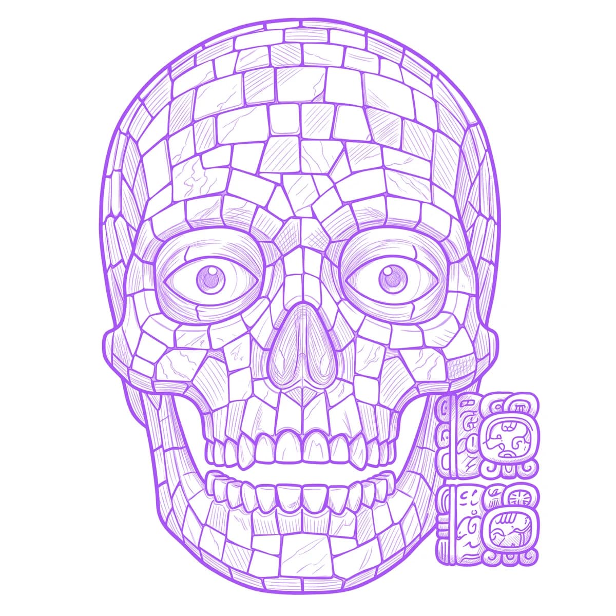 Mayan Skull Tattoo Stencil