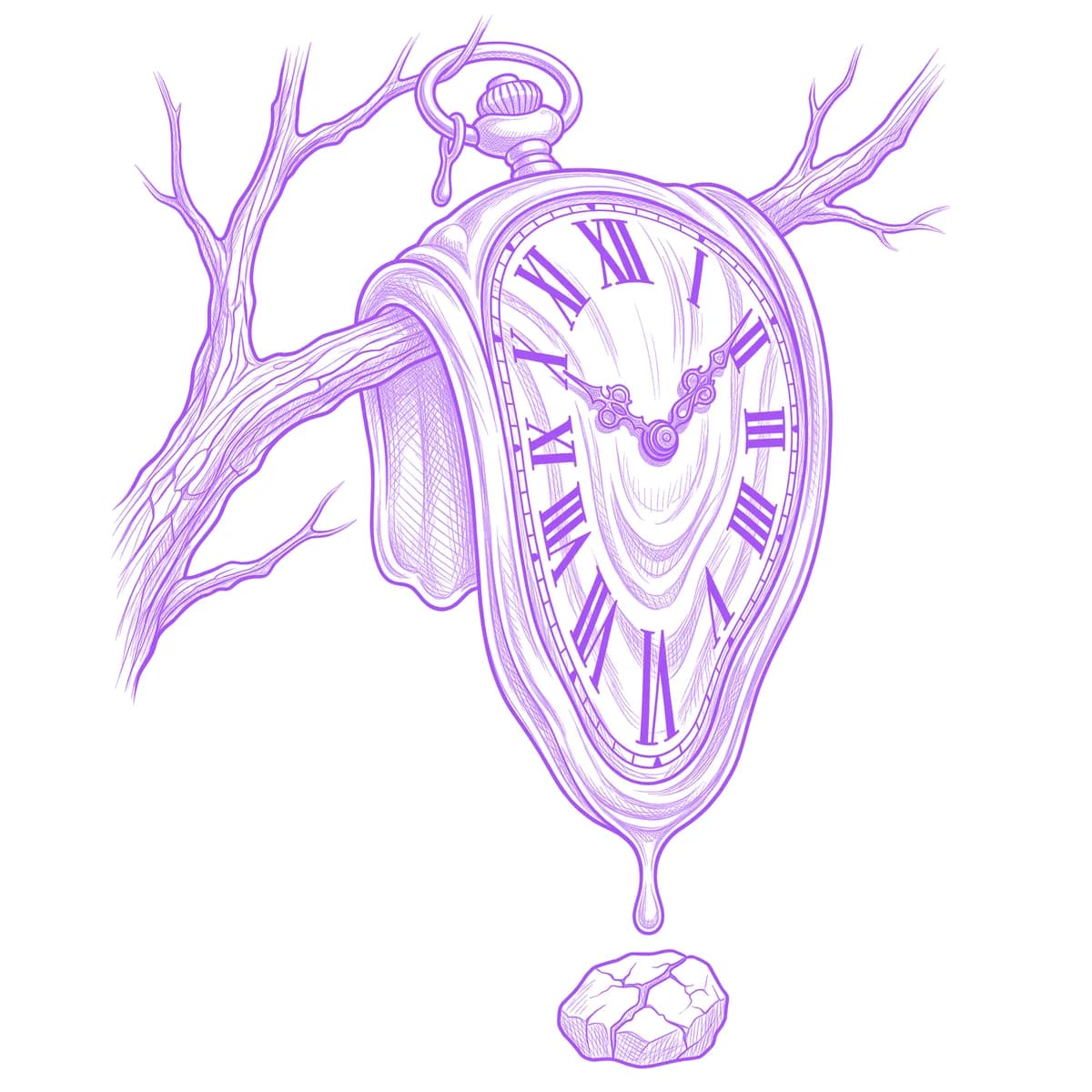 Melting Clock Tattoo Stencil
