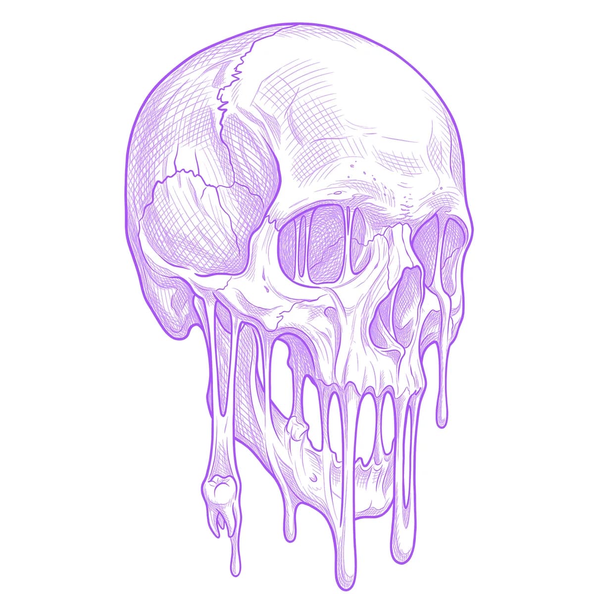 Melting Skull Tattoo Stencil