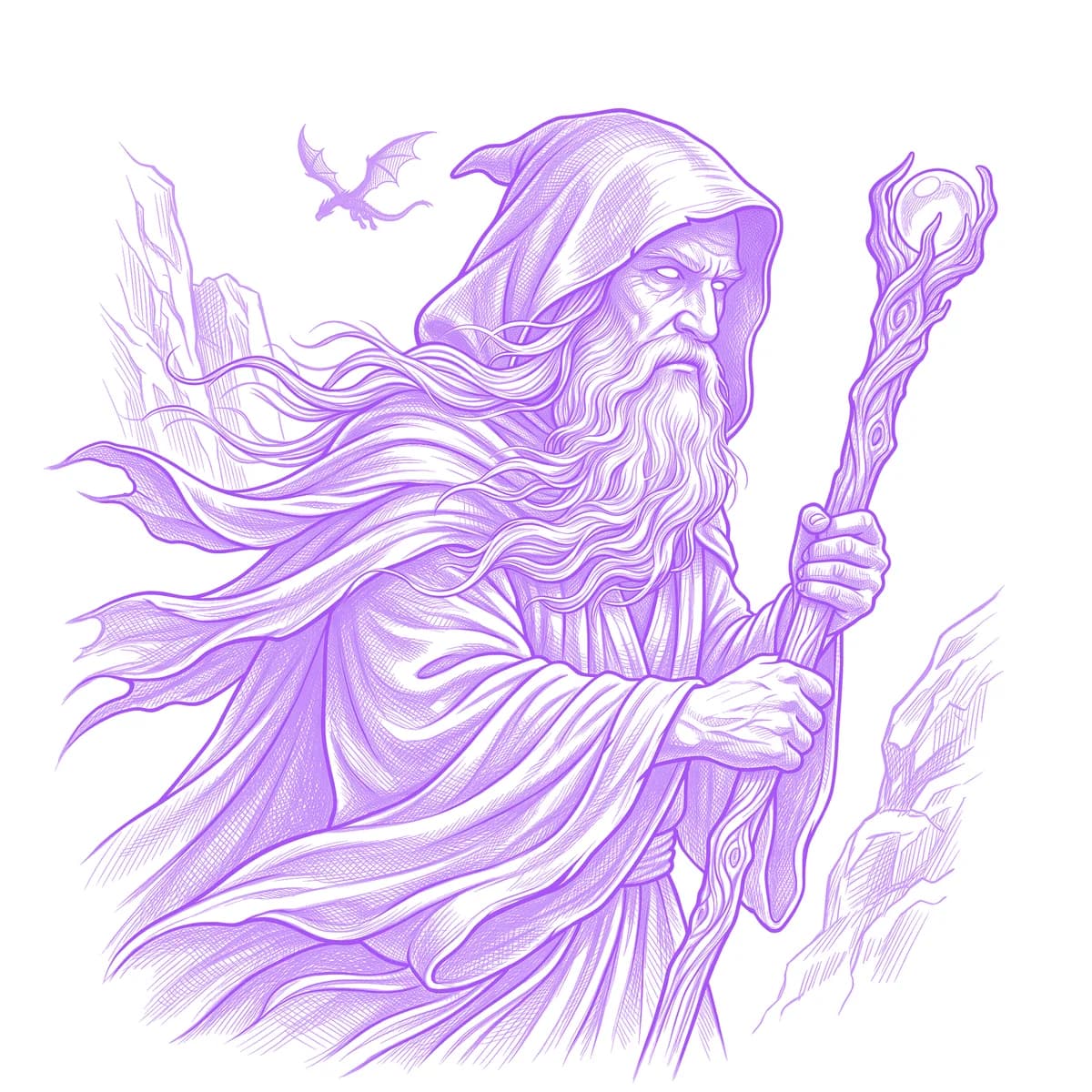 Merlin Tattoo Stencil