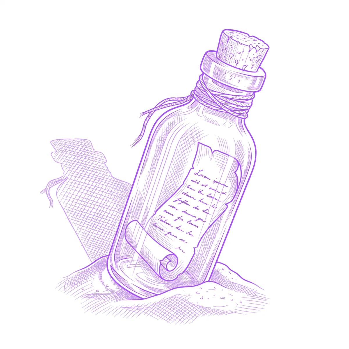 Message in a Bottle Tattoo Stencil