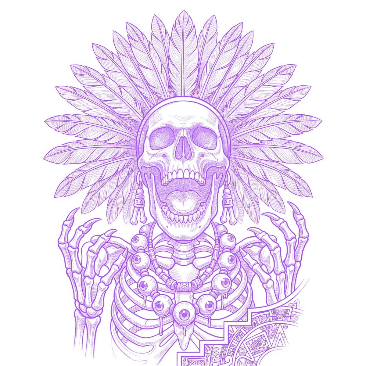Mictlantecuhtli Tattoo Stencil