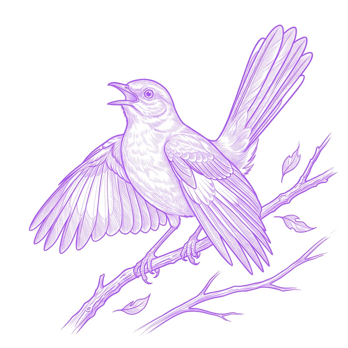 Mockingbird Tattoo Stencil