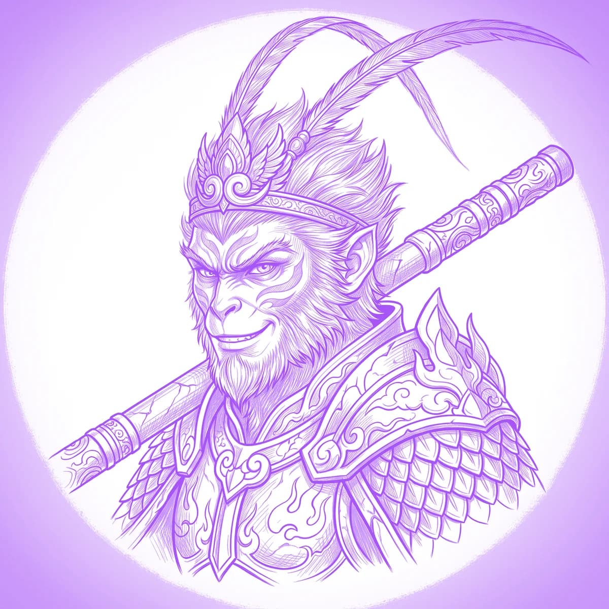 Monkey King Tattoo Stencil