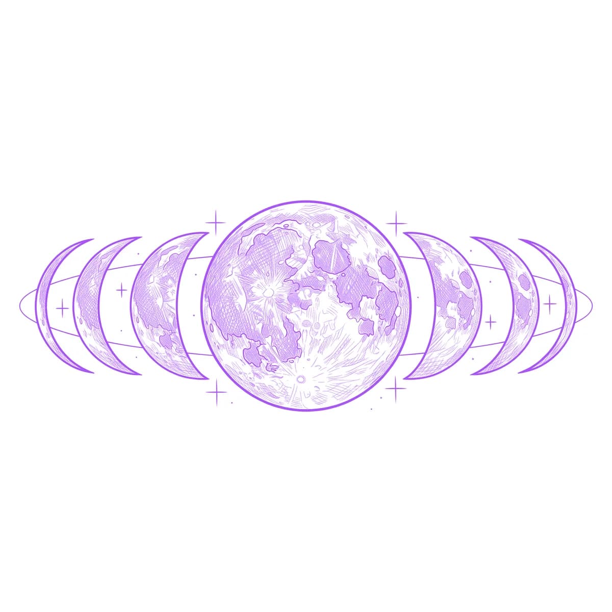 Moon Phases Tattoo Stencil