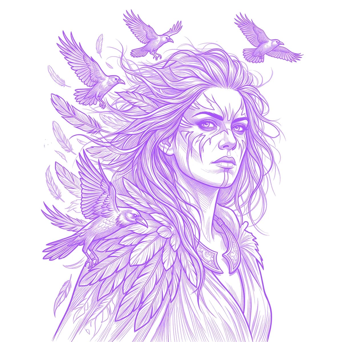 Morrigan Tattoo Stencil