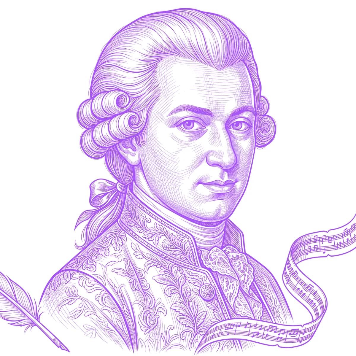 Mozart Tattoo Stencil