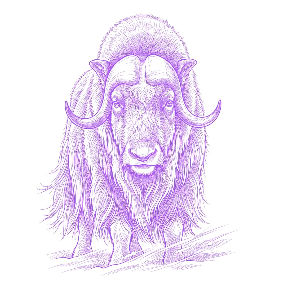 Musk Ox Tattoo Stencil
