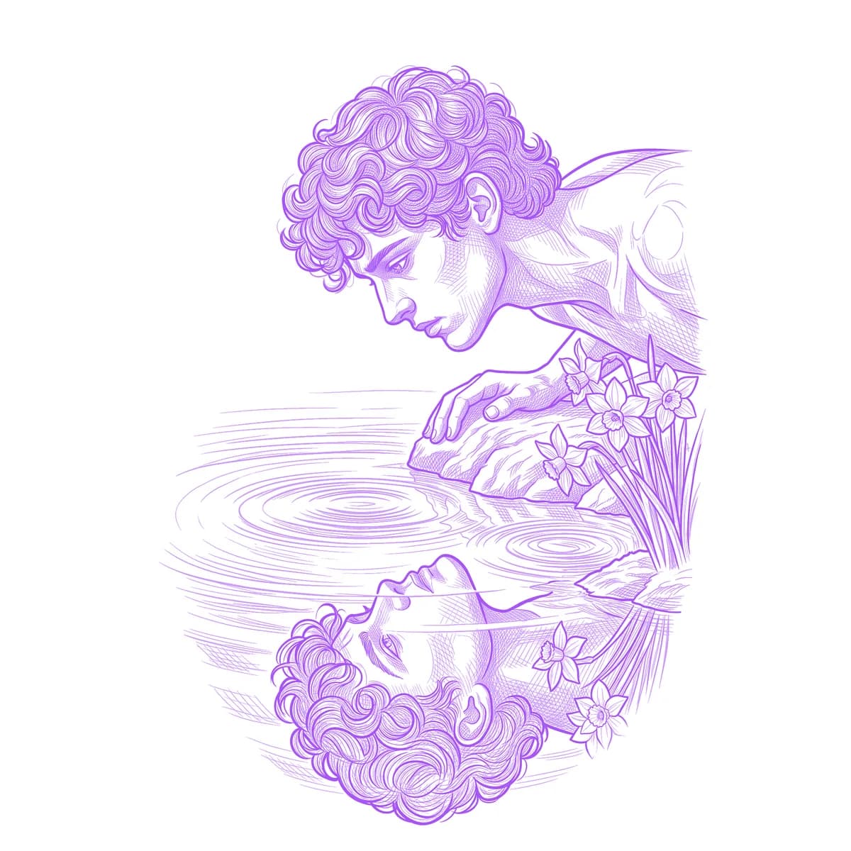 Narcissus Tattoo Stencil
