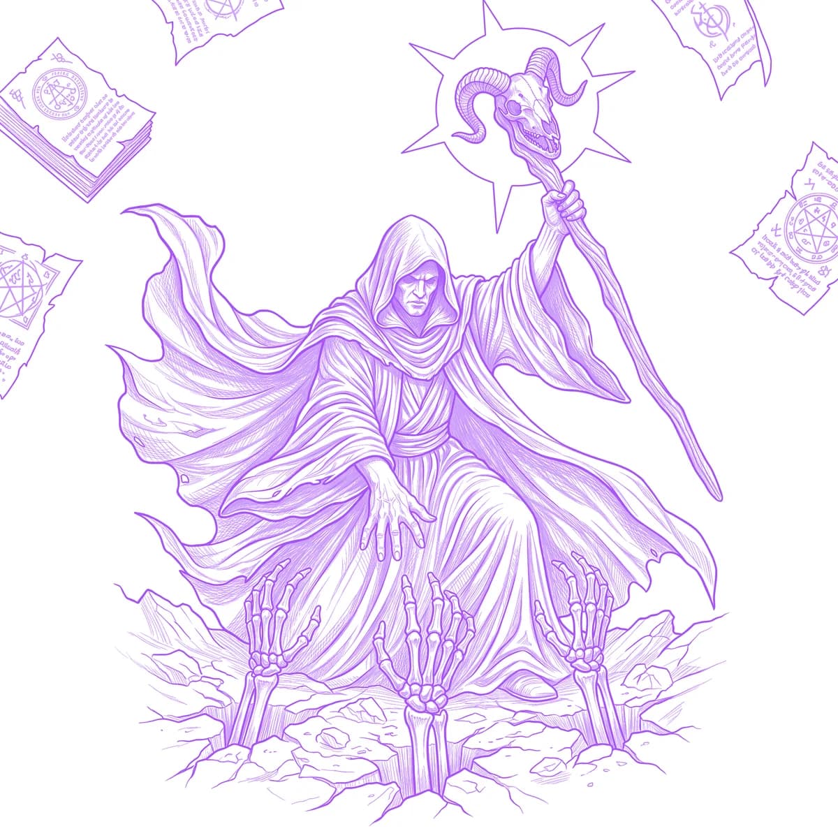 Necromancer Tattoo Stencil