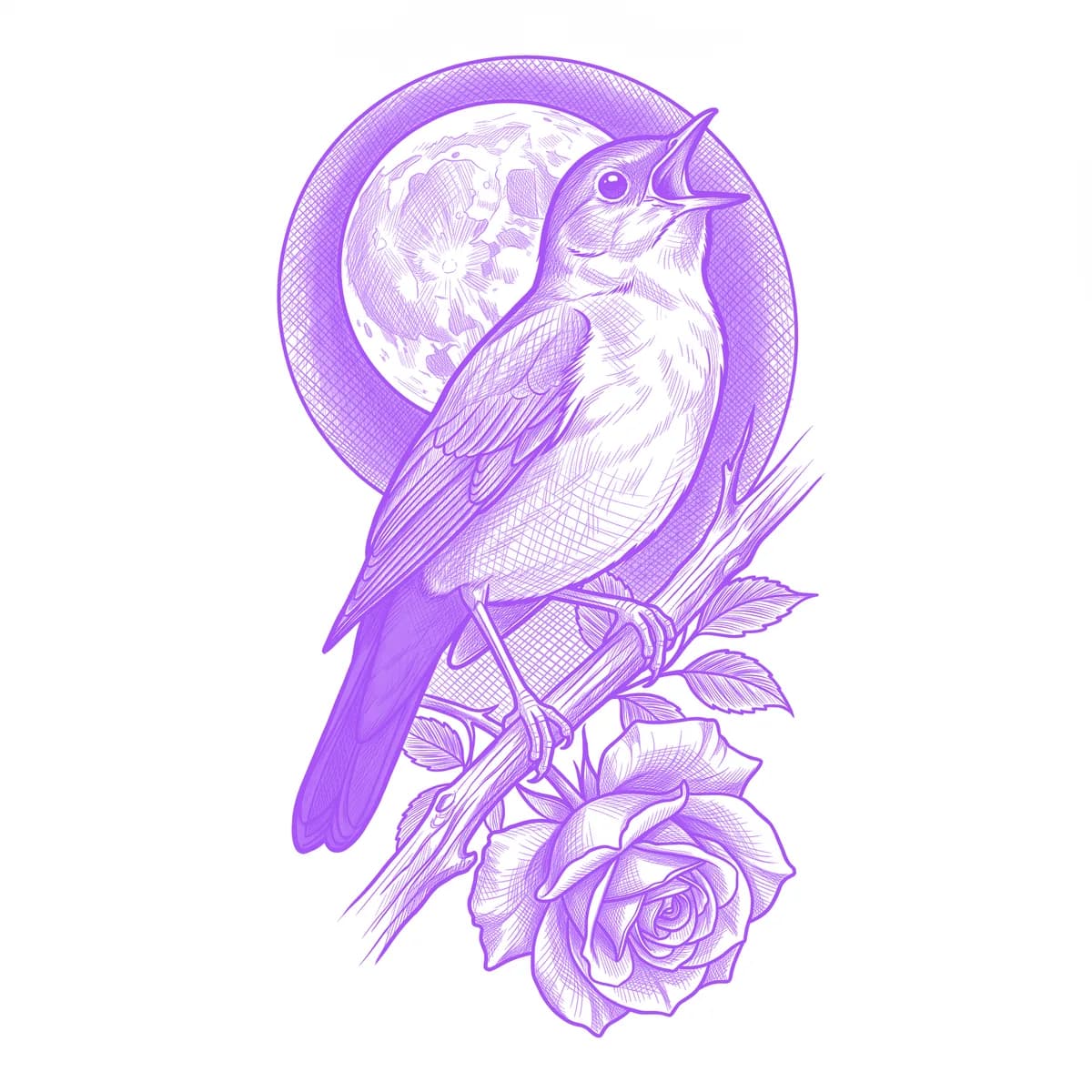 Nightingale Tattoo Stencil