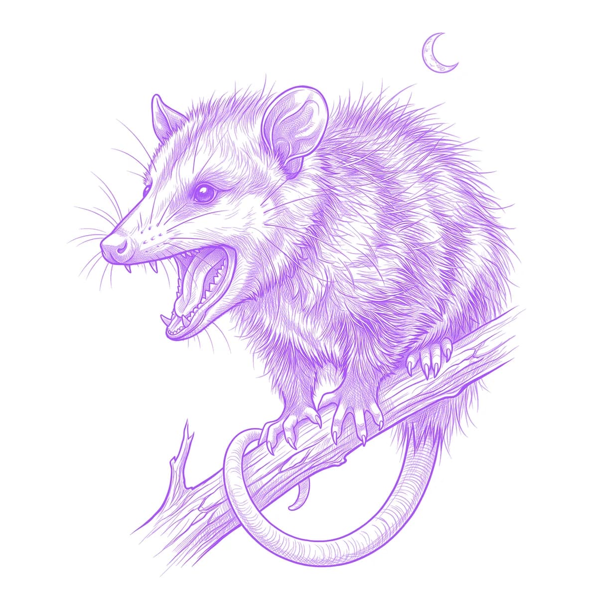 Opossum Tattoo Stencil