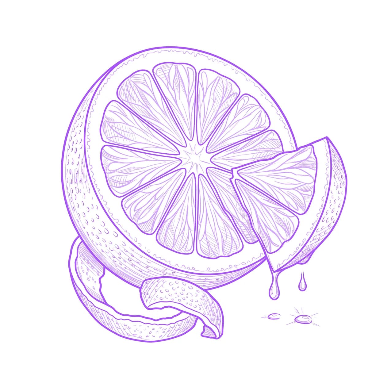 Orange Slice Tattoo Stencil