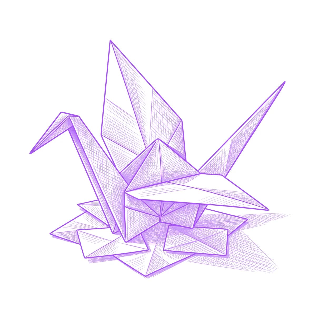 Origami Crane Tattoo Stencil