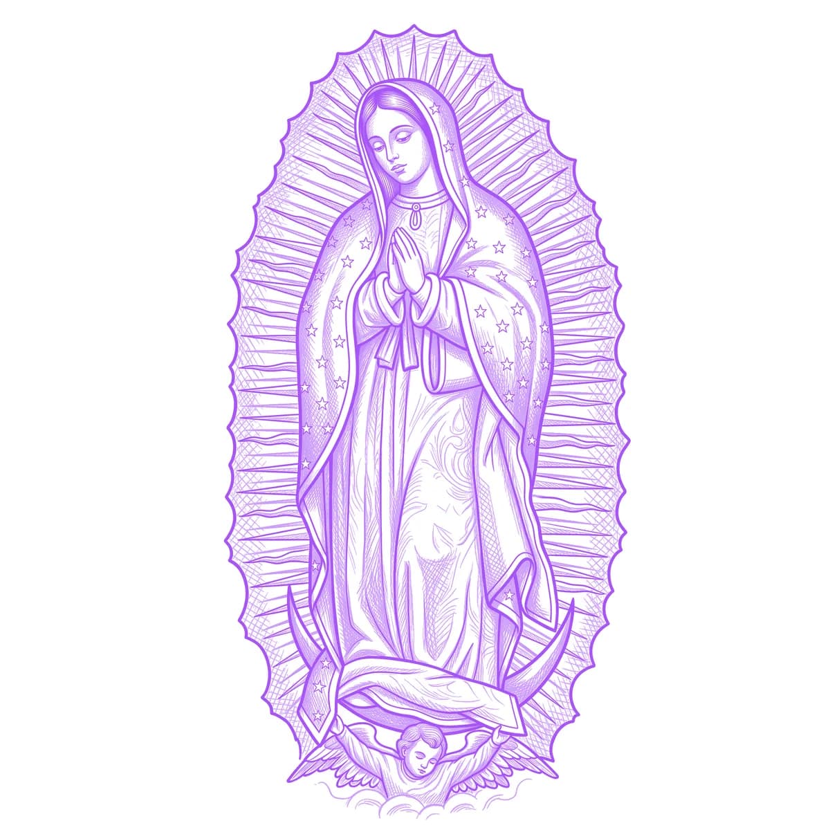 Our Lady of Guadalupe Tattoo Stencil