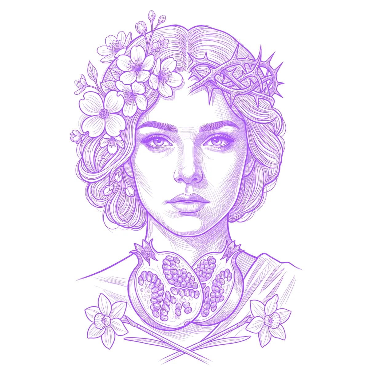 Persephone Tattoo Stencil