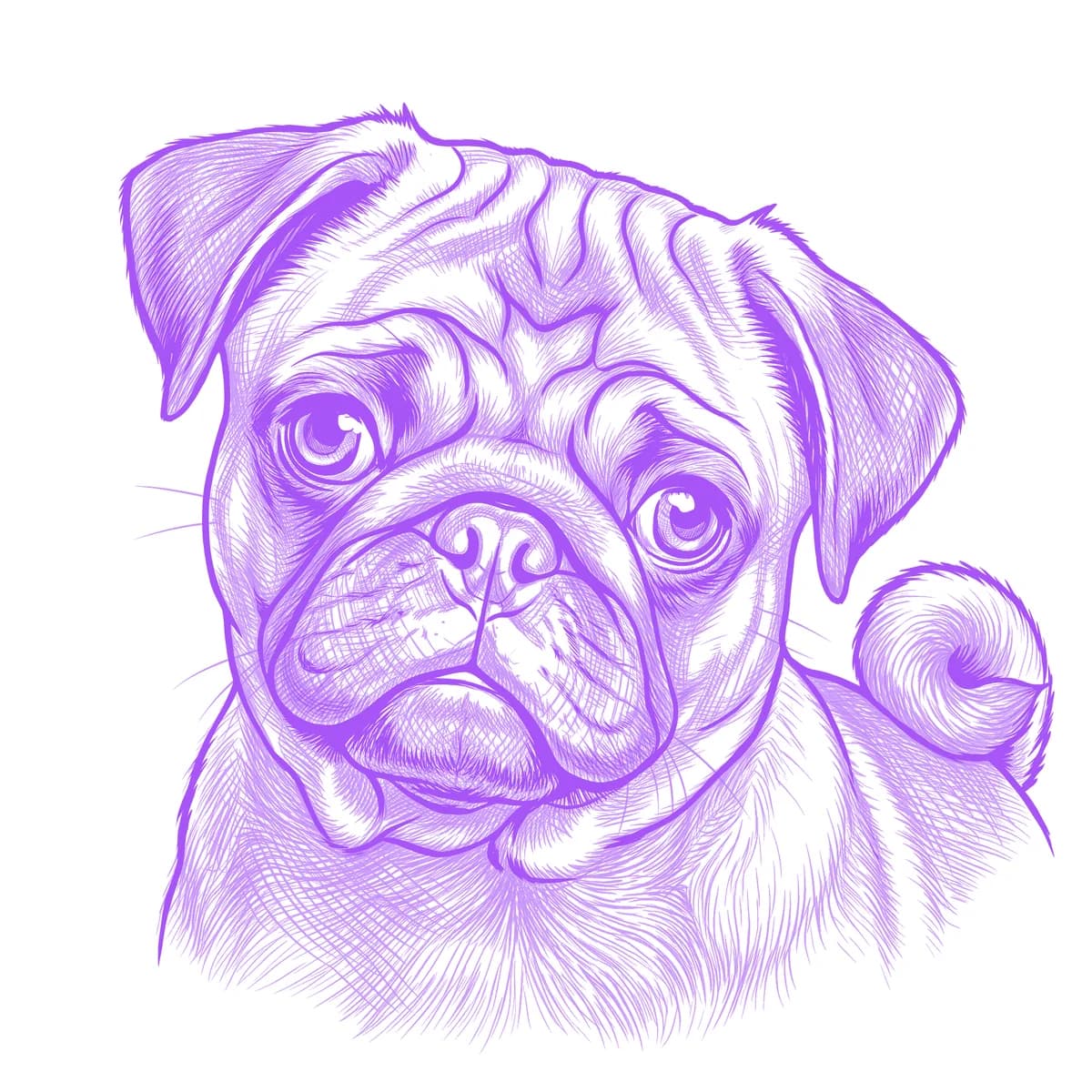 Pug Tattoo Stencil