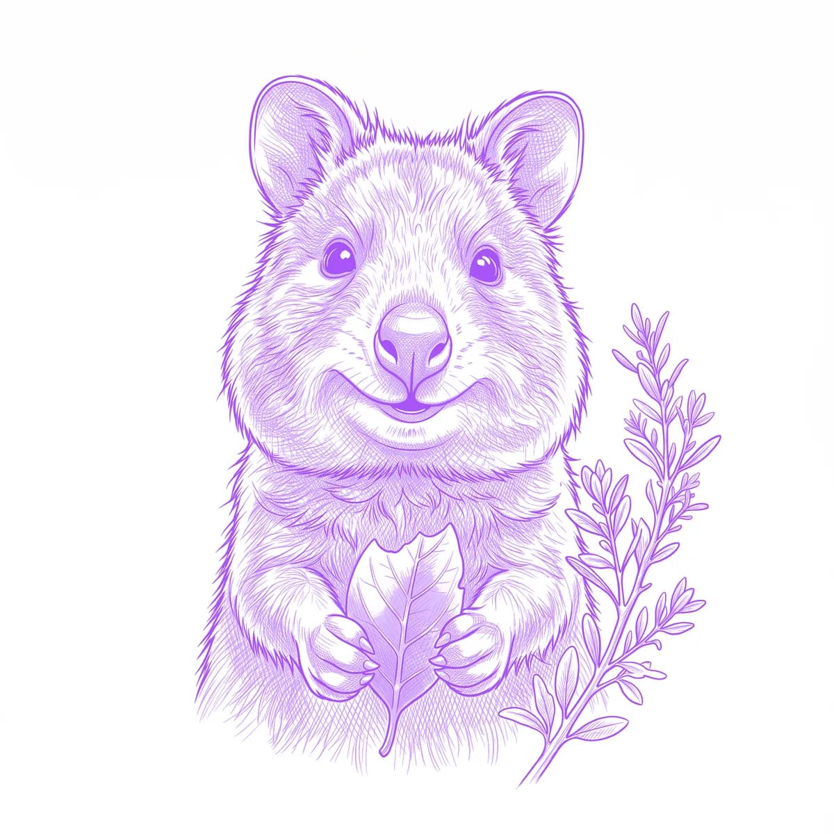 Quokka Tattoo Stencil