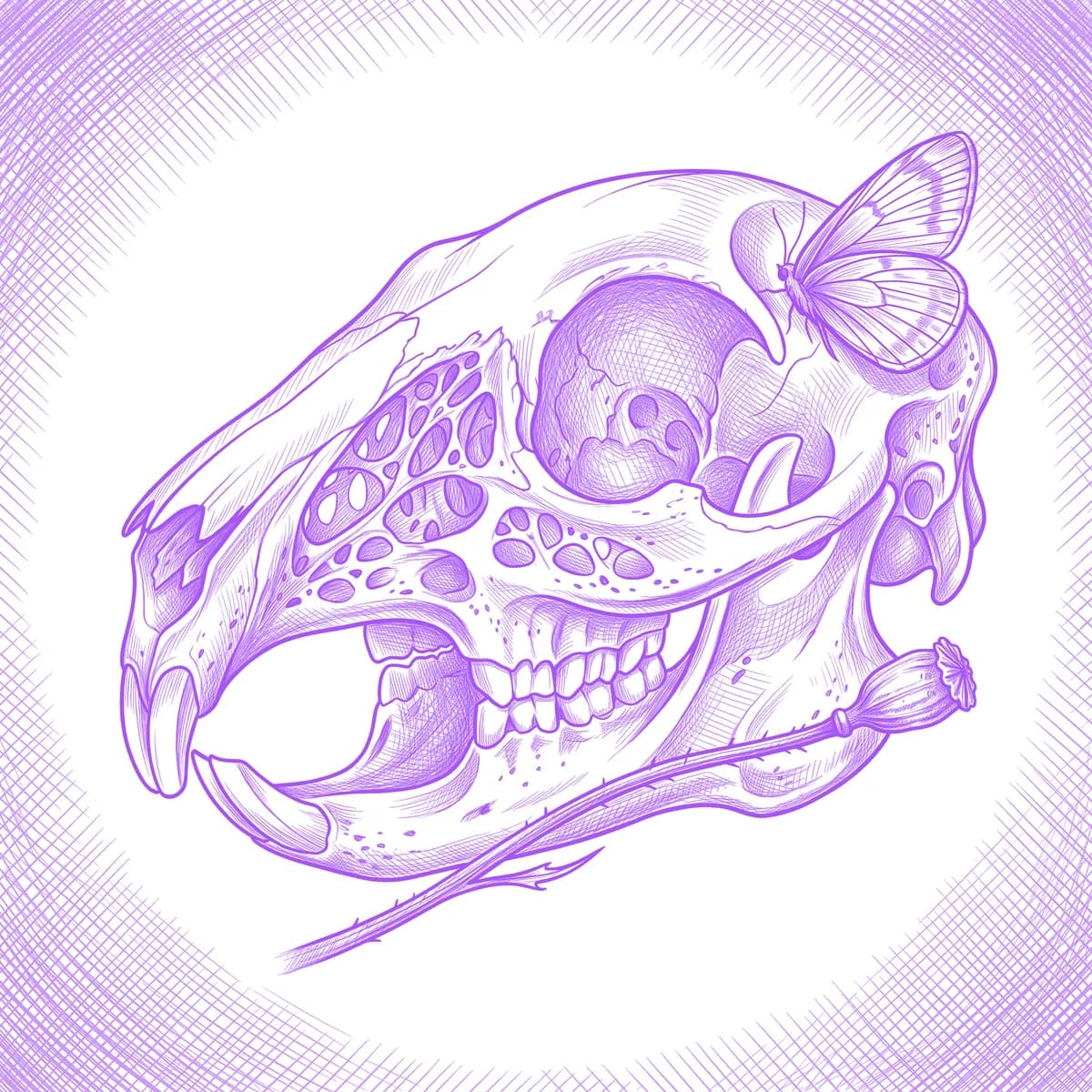 Rabbit Skull Tattoo Stencil