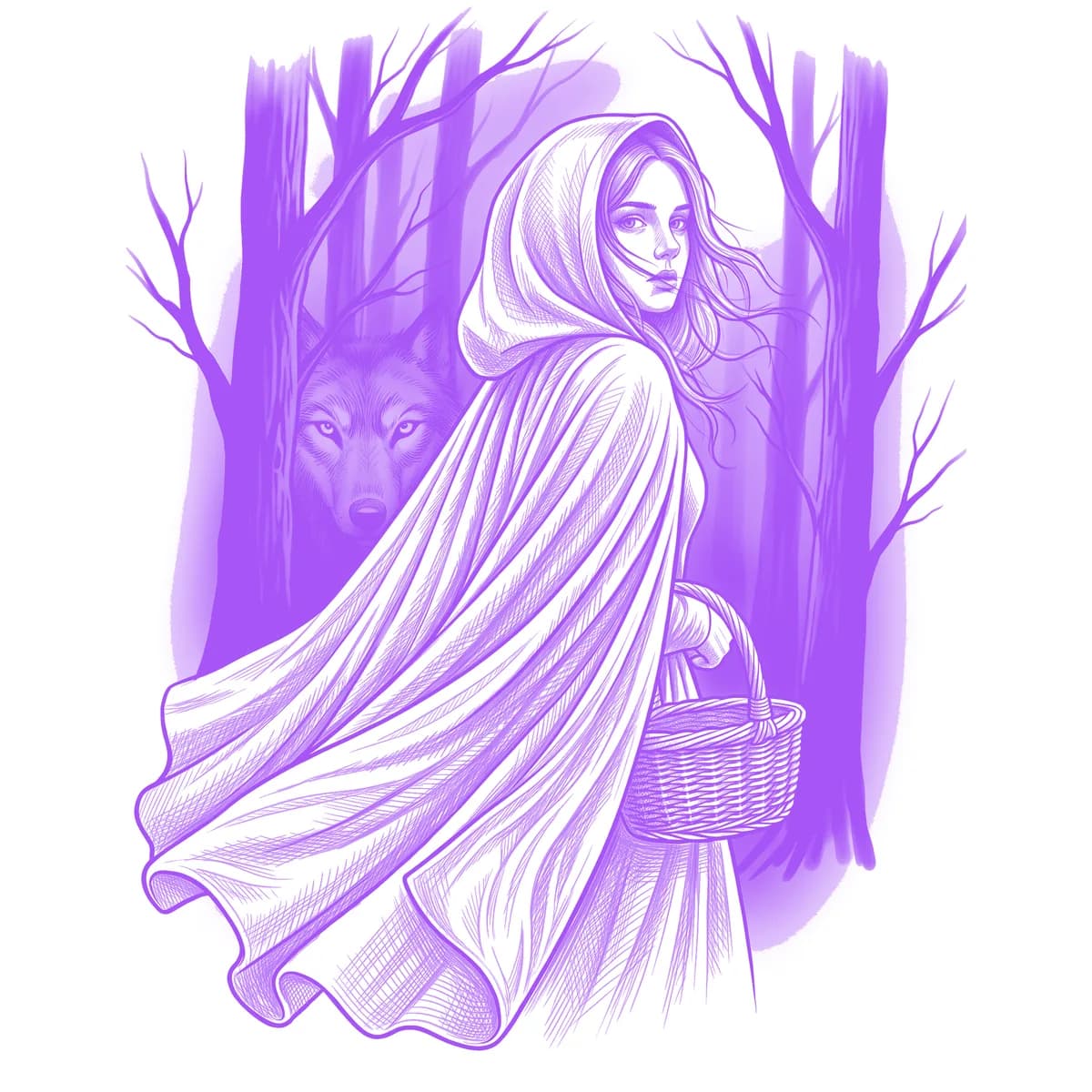 Red Riding Hood Tattoo Stencil